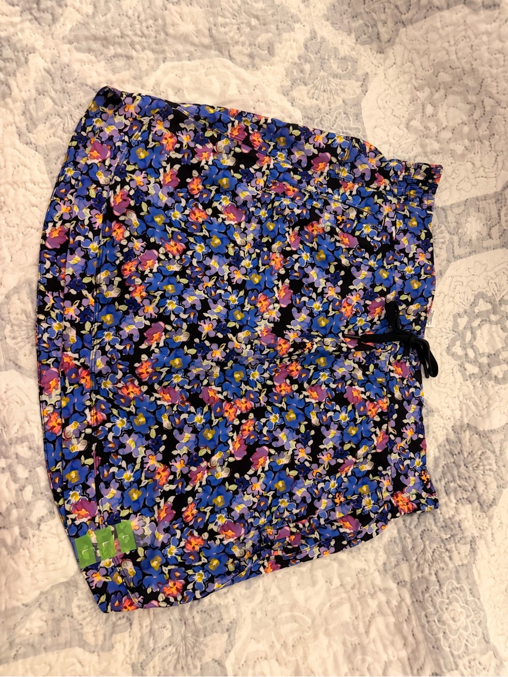 RBX Black Floral Print Skort with Blue, Purple and Yellow Flowers